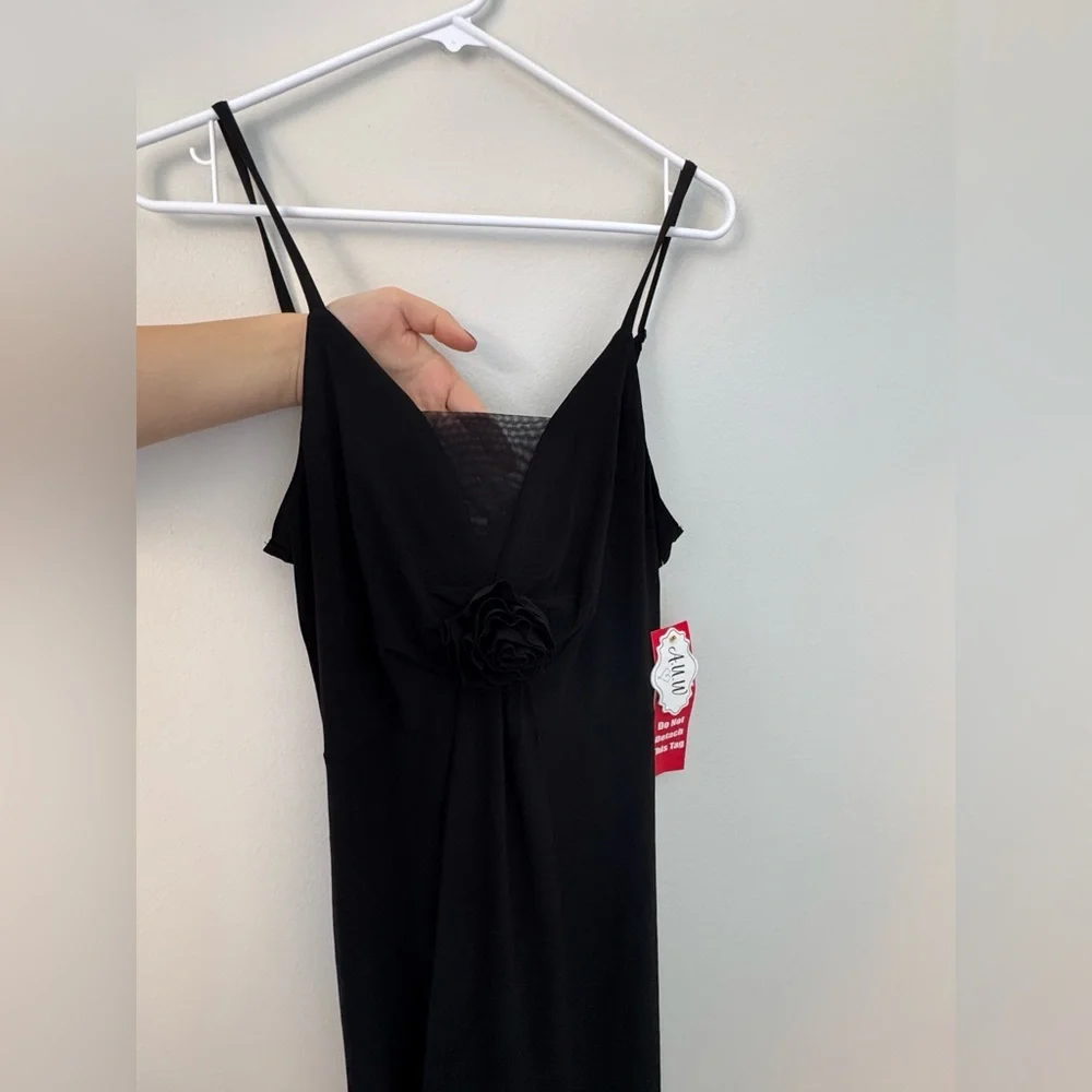 AUW Long Slip Column Sexy Black Dress Women's Size L NWT - Picture 5 of 9
